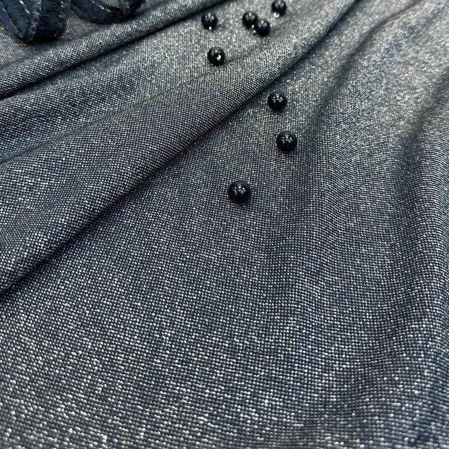 Трикотажн полотно Миссони чёрный фон серые блестки шир 165 см.