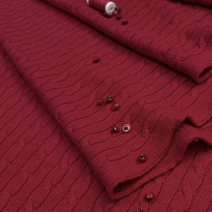 трикотаж вязка красный шерсть шир 135 см