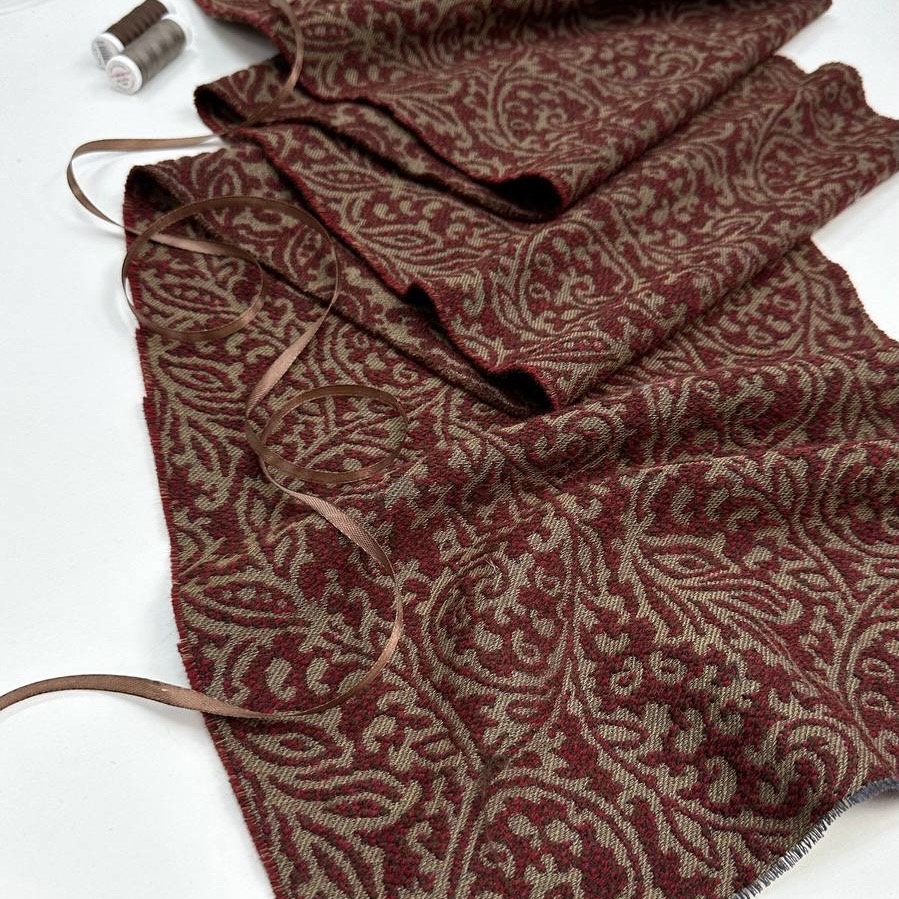 Жаккард шарф 180*35/бордово-коричневый