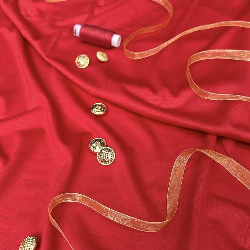 Трикотажное полотно Дзенья красное шерсть 100% шир 130 см