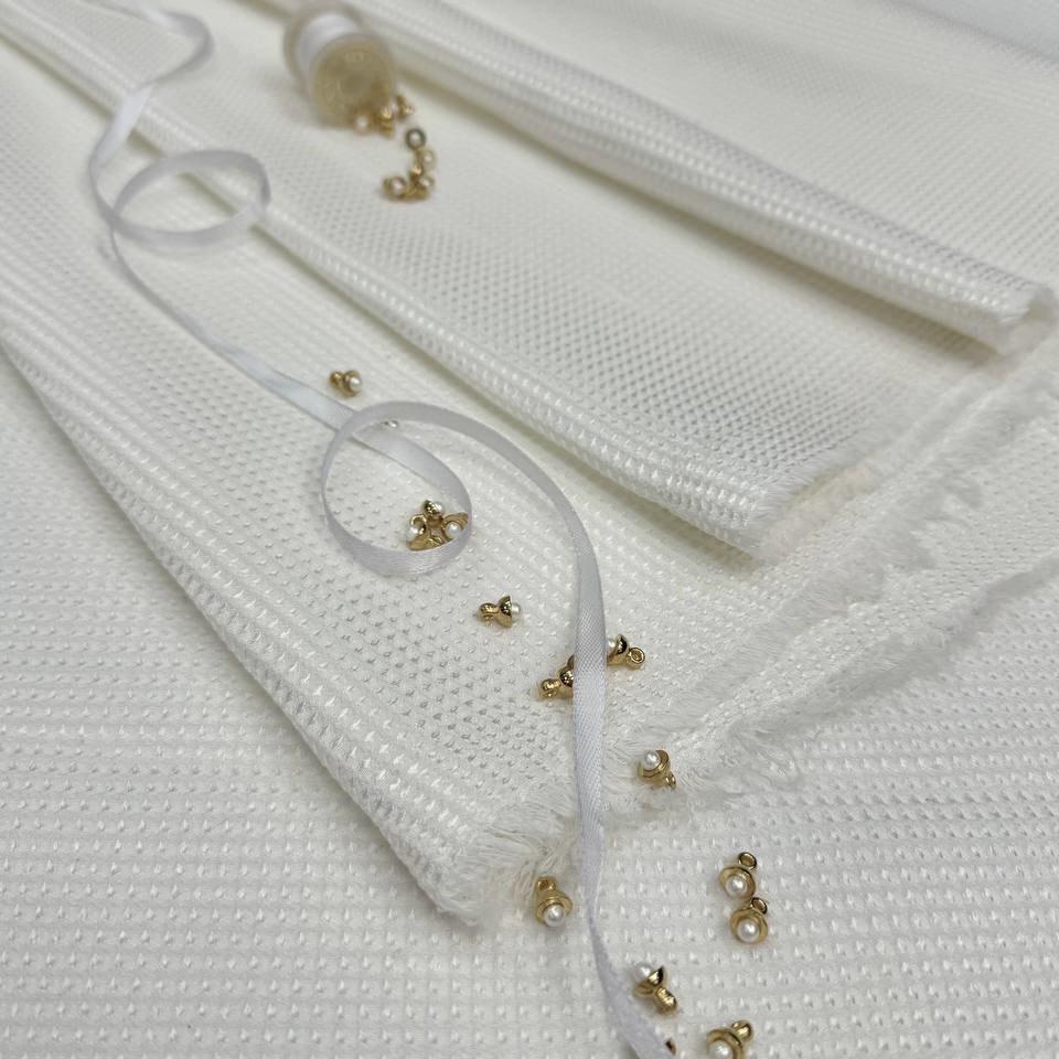 Плательная хлопок вискоза белого цвета вафельная шир 125 см