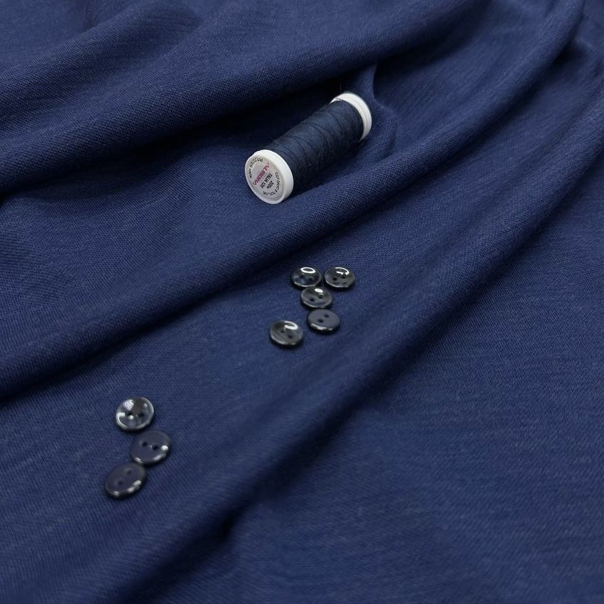 Трикотажное полотно синее шерсть акрил шир 140 см