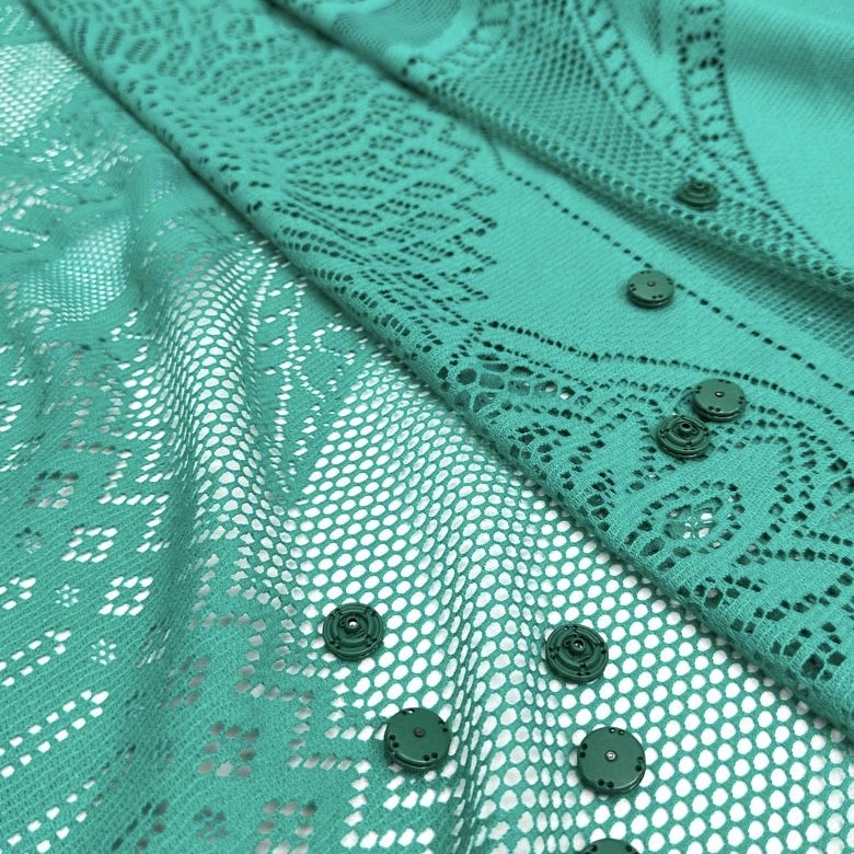 Кружево Валентино зеленое хлопок полиамид купон 152х185см