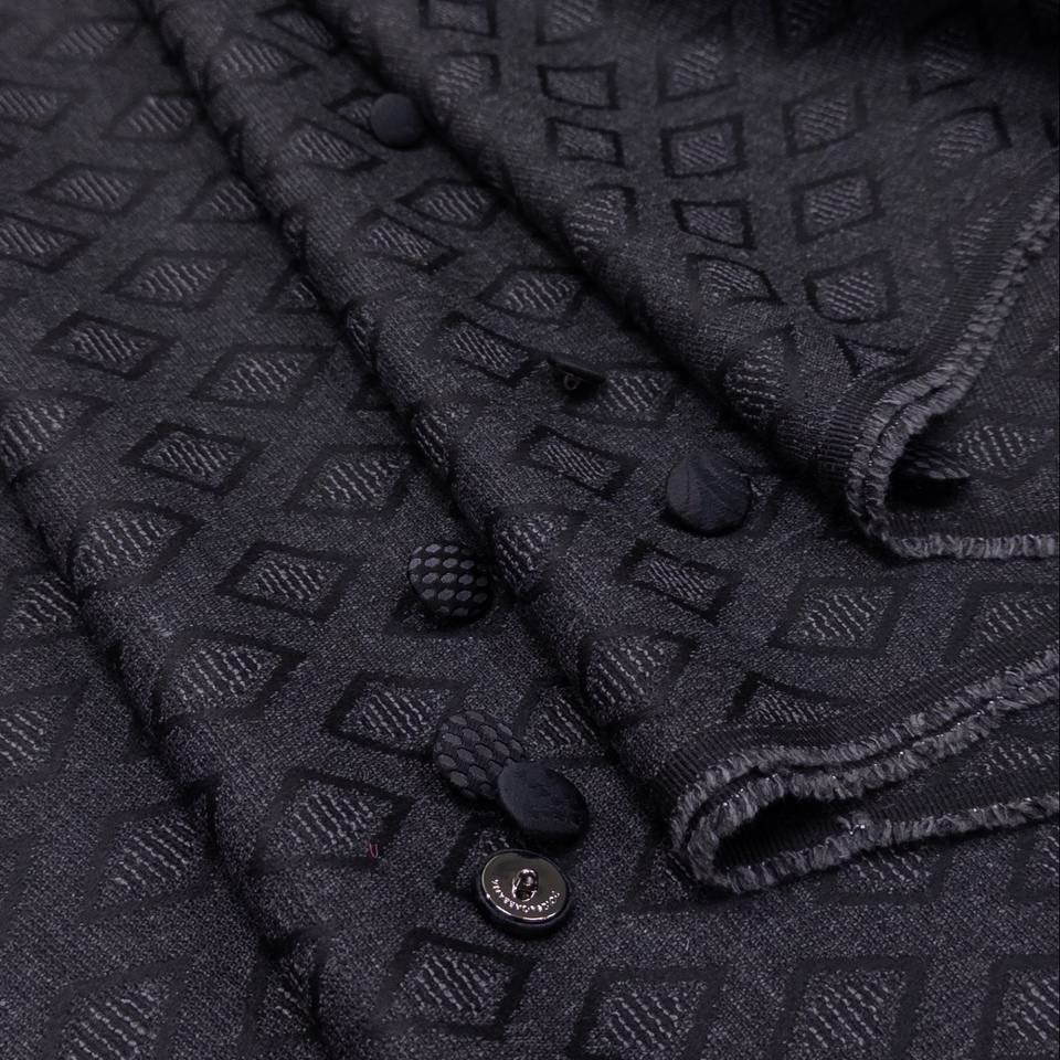 Жаккард серые ромбы шир 145 вискоза шерсть синт волокно