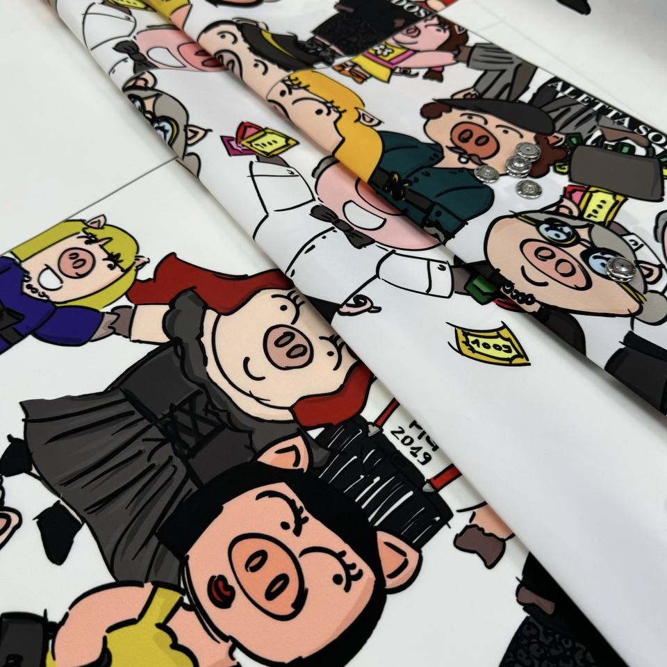 Плащёвая ДГ/Свинки на белом фоне, п\э 100%, шир 157 см