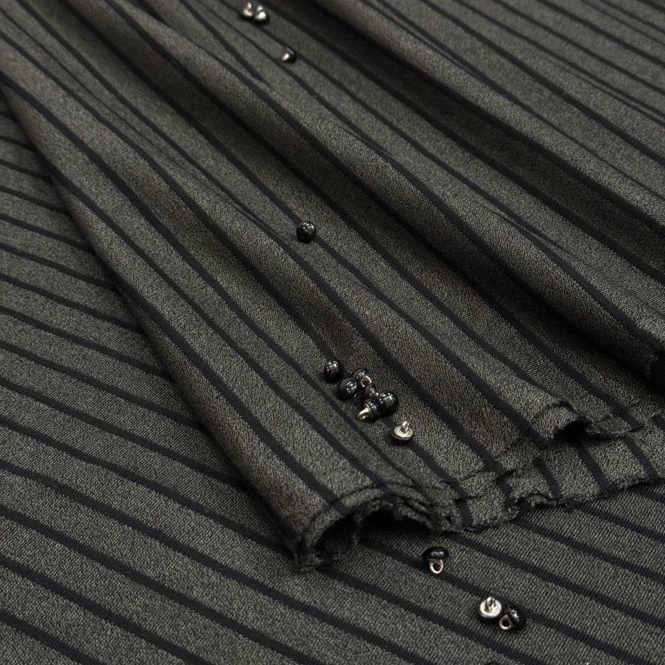 Трикотаж. полотно рябистый серый в черную полоску